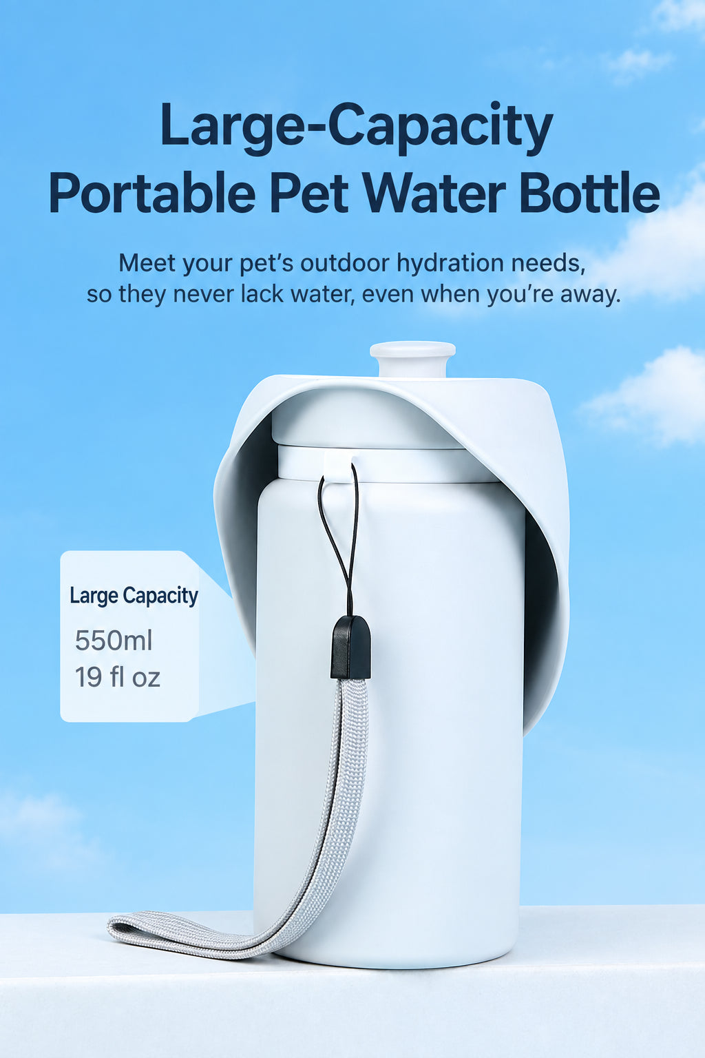 Portable dog drinking bottle for walks, hiking and travel