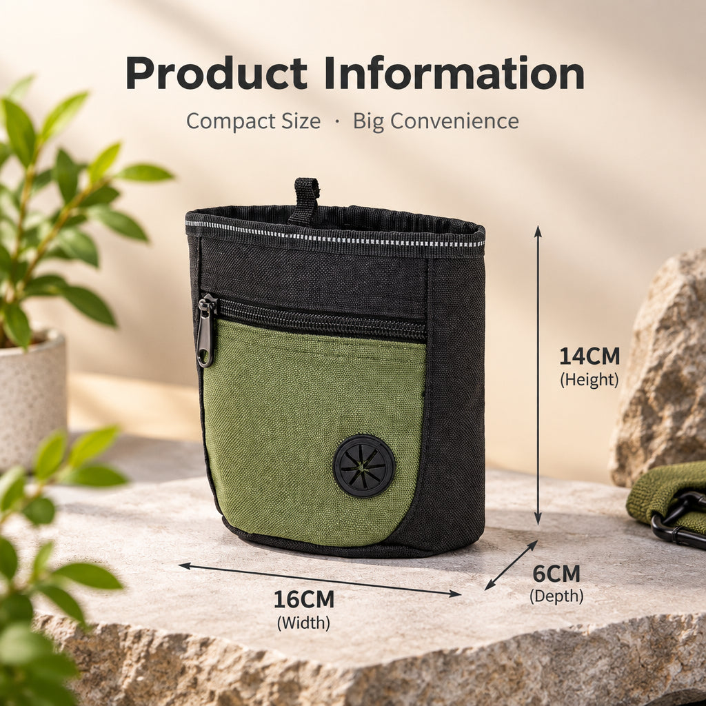 Compact dog treat pouch for training and daily walks