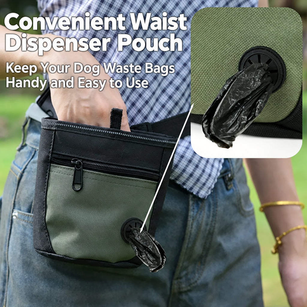 Portable dog treat pouch with storage compartments