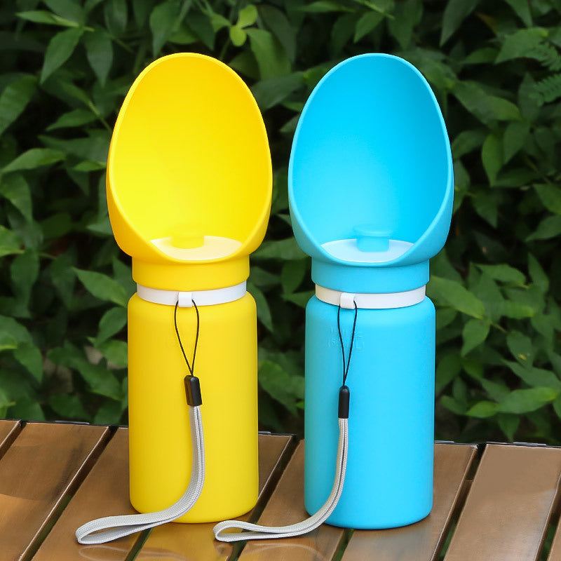 Portable dog water bottle with foldable drinking bowl
