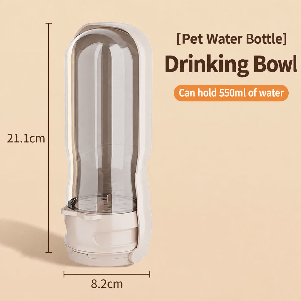 Dog travel bottle with water and food storage