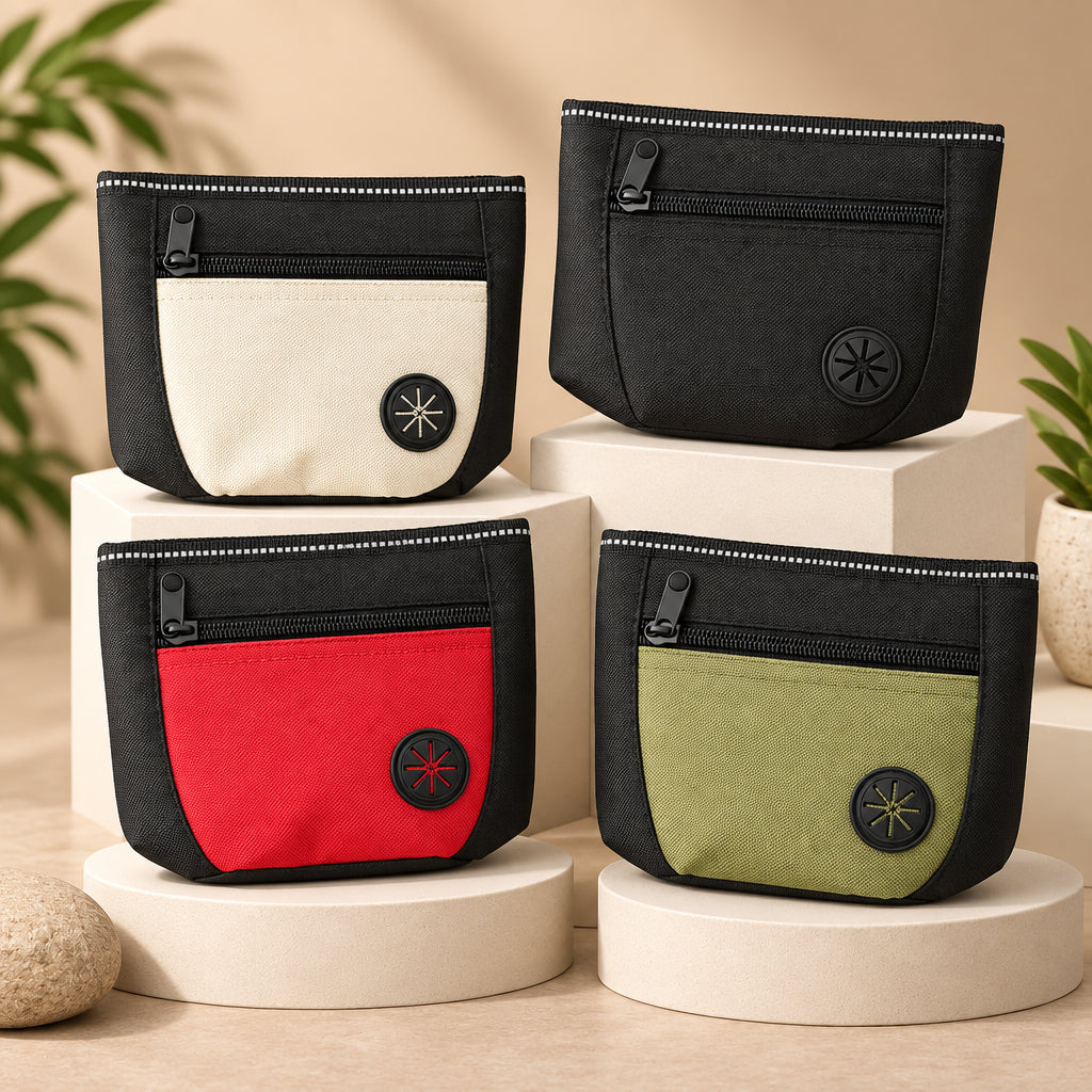 Hands-free dog treat pouch for daily walks and training