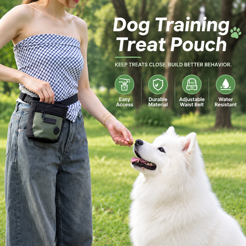 Dog treat pouch storage design for training essentials