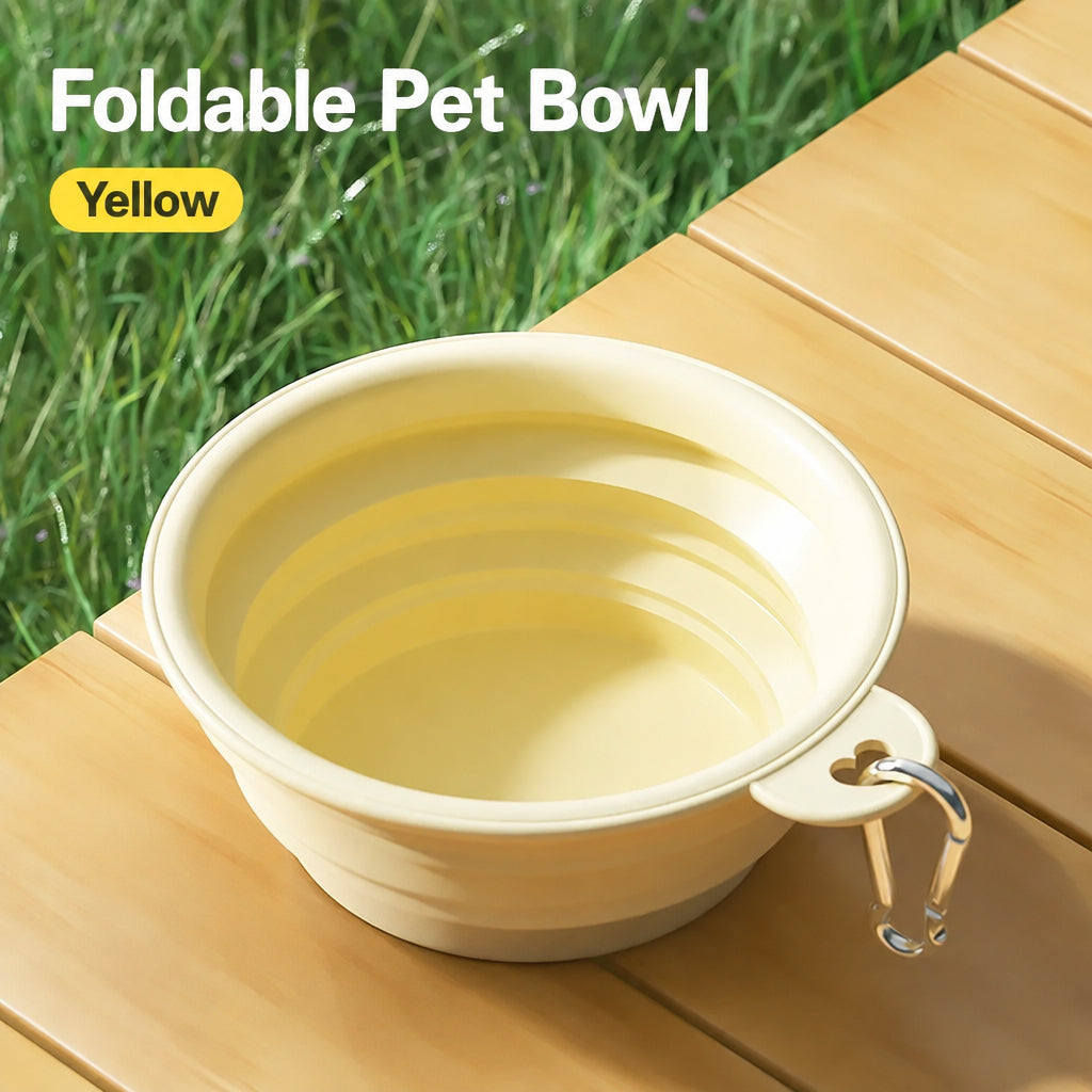 Portable dog water bowl folded for easy carrying