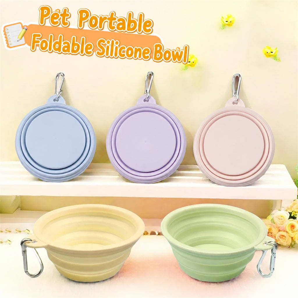 Collapsible silicone dog bowl for travel, food and water