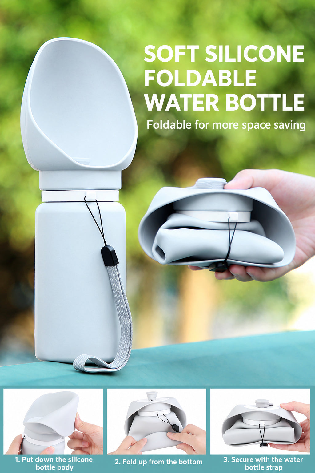 550ml dog travel water bottle with compact foldable design